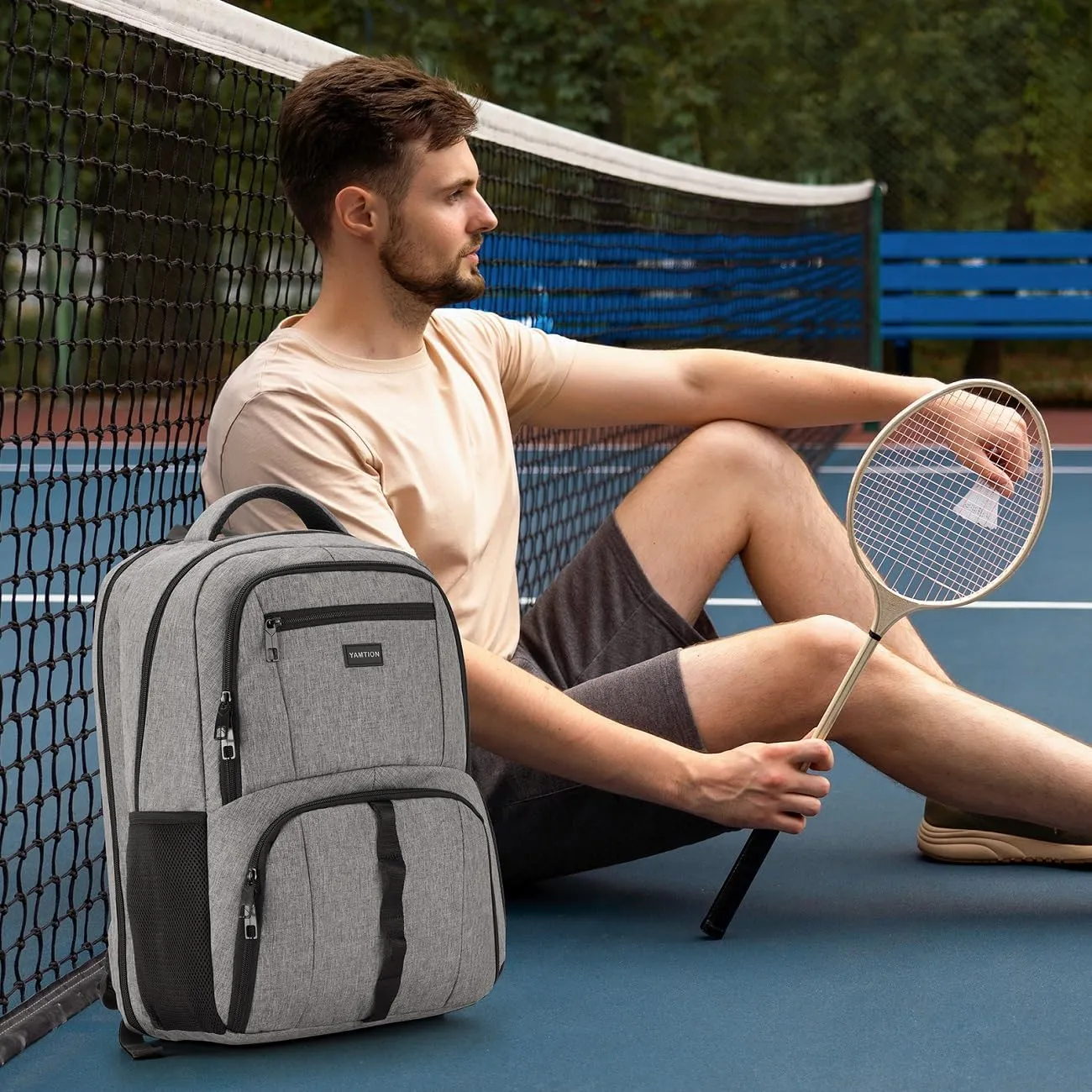 17,3 Inch Laptop Backpack for Men,Gym Backpack with Shoe Compartment,Bookbag for Boys Teens with USB Port for Sports Essentials Wrestling Athletic Bowling Gymnastics