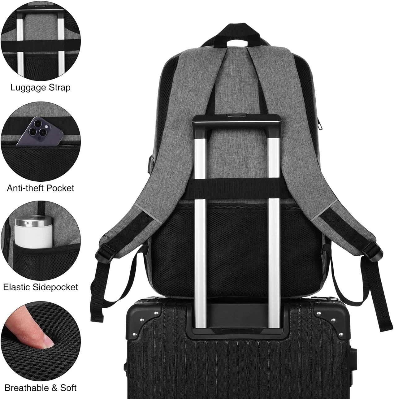 17,3 Inch Laptop Backpack for Men,Gym Backpack with Shoe Compartment,Bookbag for Boys Teens with USB Port for Sports Essentials Wrestling Athletic Bowling Gymnastics