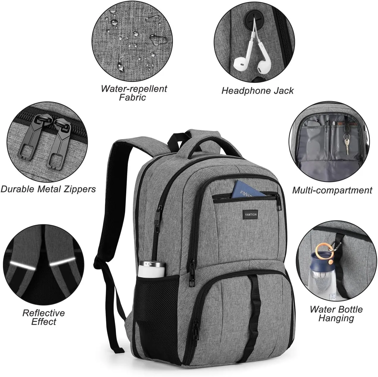 17,3 Inch Laptop Backpack for Men,Gym Backpack with Shoe Compartment,Bookbag for Boys Teens with USB Port for Sports Essentials Wrestling Athletic Bowling Gymnastics
