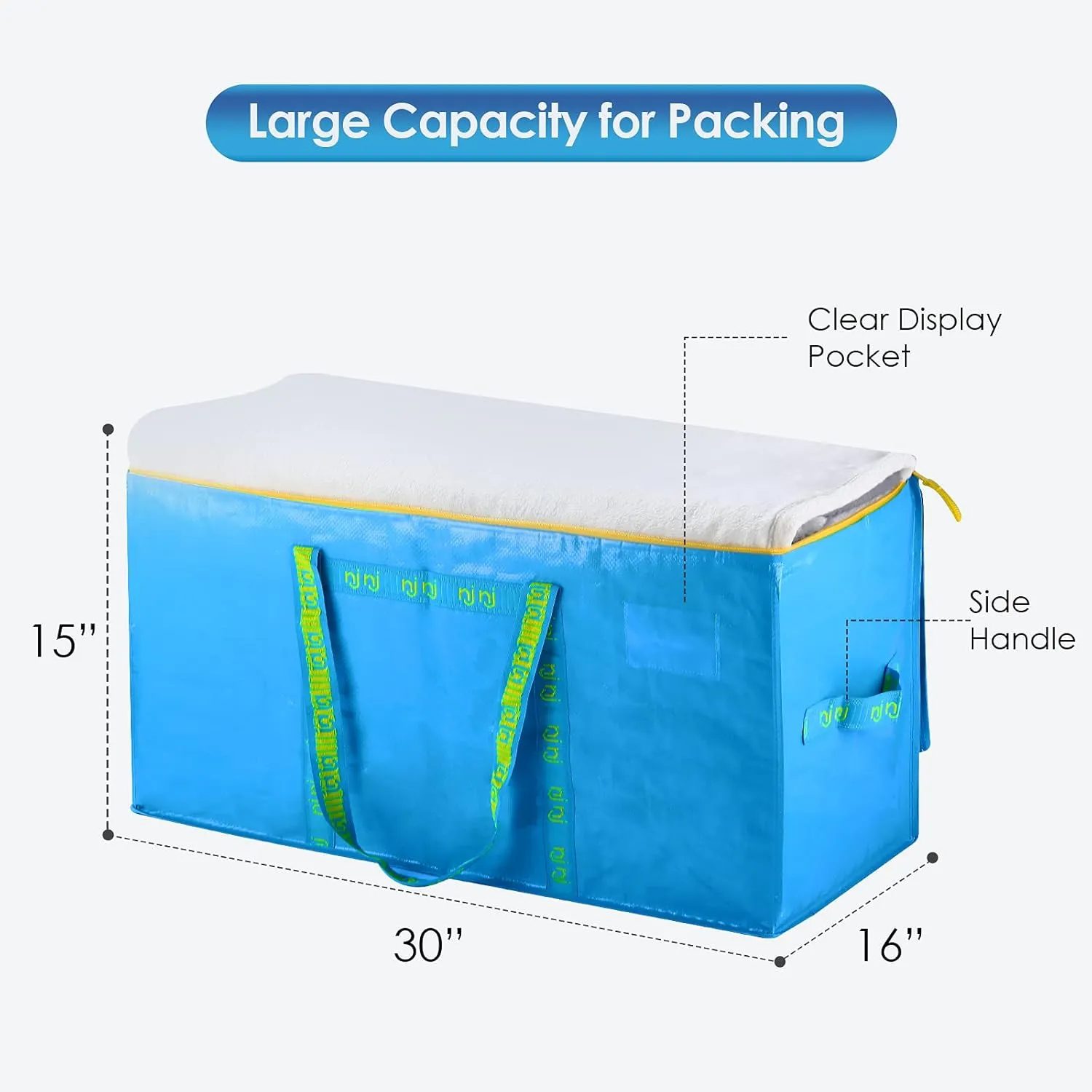 6Pack Extra Large Heavy Duty Moving Bags,Storage Bags with Handles for Packing Large Totes,Waterproof Oversized Organizers,Reinforced Puncture Resistance and Strong Zipper Pulls,Alternative Moving Box
