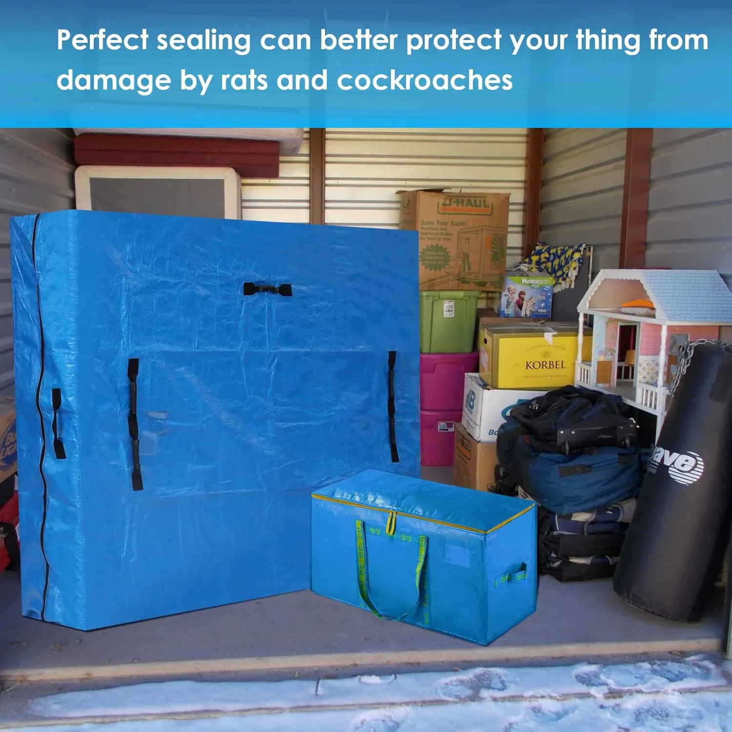 6Pack Extra Large Heavy Duty Moving Bags,Storage Bags with Handles for Packing Large Totes,Waterproof Oversized Organizers,Reinforced Puncture Resistance and Strong Zipper Pulls,Alternative Moving Box