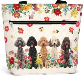 84hoods Large Tote Bag for Women. Aesthetic Bag Gift for Poodle Lovers and Owners. Waterproof Bag with Pockets and Zipper.