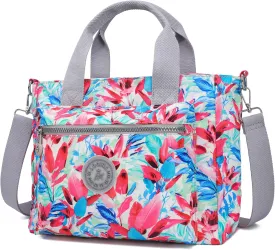 AOCINA Mini Tote Bag with Multi Pockets Small Crossbody Bags for Women Nylon Printed Shoulder Bag