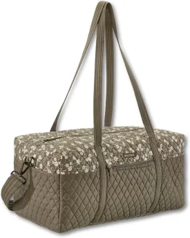 Bella Taylor Quilted Cotton Duffel Bag |Large Carry On Travel and Weekender Bag For Women| Woodland Floral