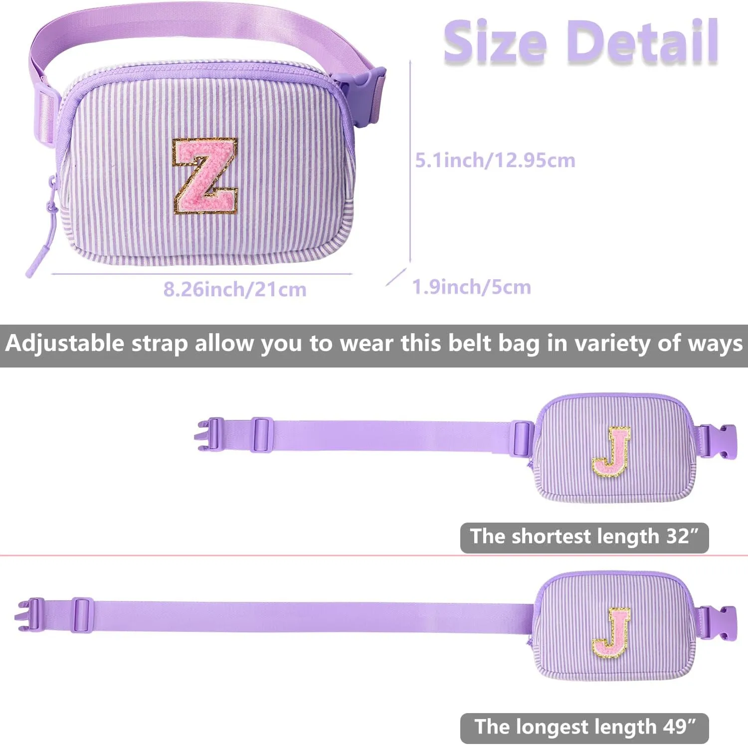 Belt Bag Fanny Pack for Girls - Women Initial Crossbody Bag for Birthday Gifts with Letter Patch Cute Graduation Gifts for Teens Kids Daughter Sister C