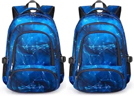 BLUEFAIRY Kids Backpack for Boys School Bookbags for Elementary Primary Middle Bulk Book Bags for Teens Childs Mochilas para Nios Aged 8-10 Years Star Blue 2 Pack