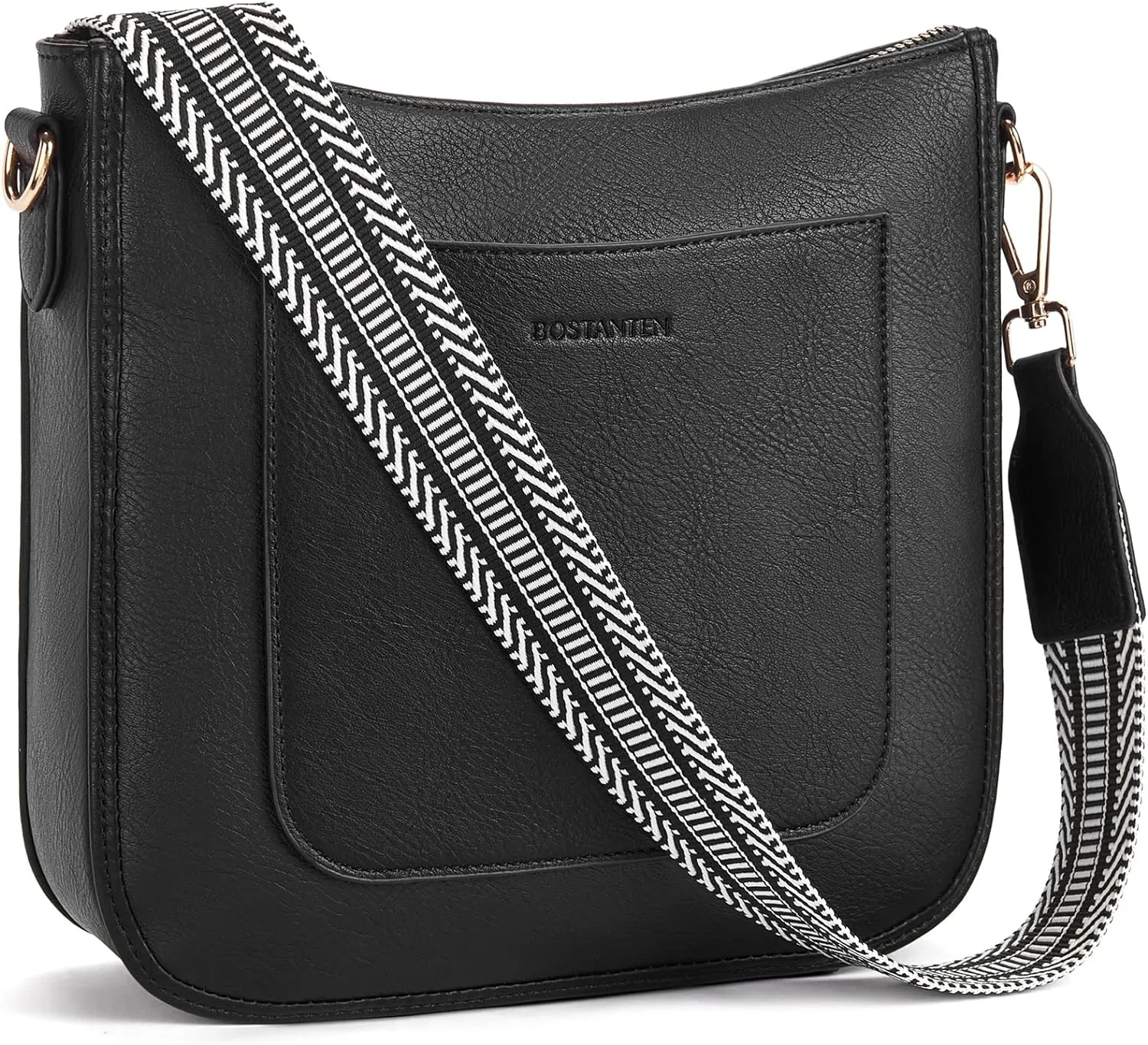 BOSTANTEN Crossbody Bags for Women Trendy Vegan Leather Hobo Handbags Fashion Shoulder Purse with Adjustable Guitar Strap
