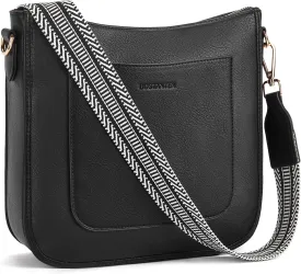 BOSTANTEN Crossbody Bags for Women Trendy Vegan Leather Hobo Handbags Fashion Shoulder Purse with Adjustable Guitar Strap