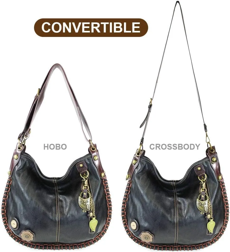 CHALA Handbags Charming Crossbody or Shoulder Convertible Large Chala Purse - BLACK