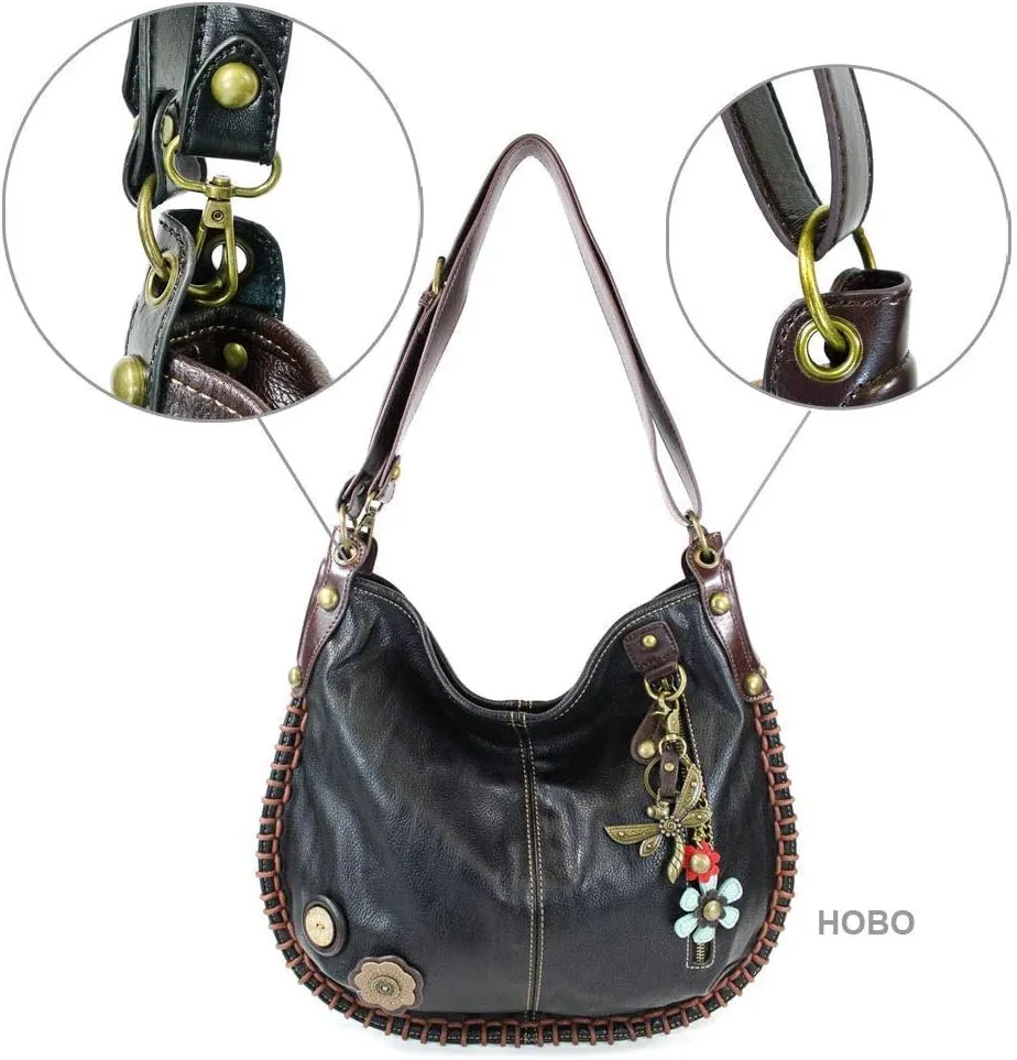 CHALA Handbags Charming Crossbody or Shoulder Convertible Large Chala Purse - BLACK
