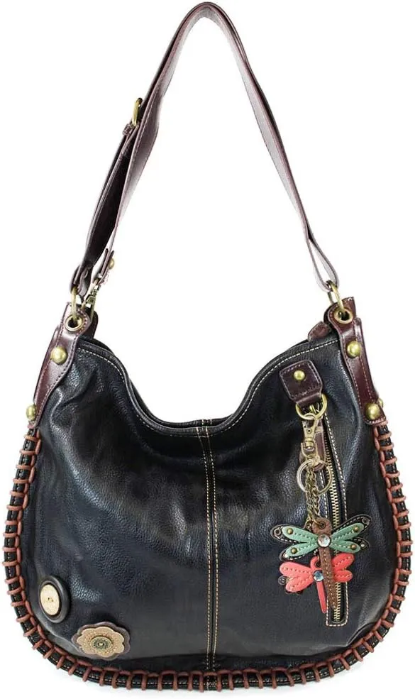 CHALA Handbags Charming Crossbody or Shoulder Convertible Large Chala Purse - BLACK