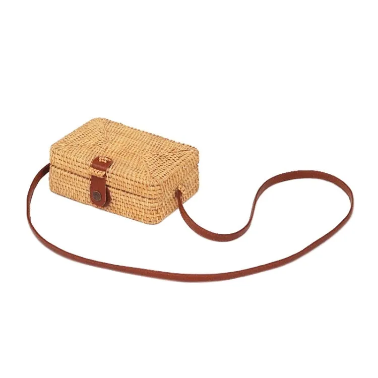 Delicate Square Autumn Rattan Handmade Rattan Bag  Vintage Art Beach Ladies Diagonal Bag, Size:19x13x7cm