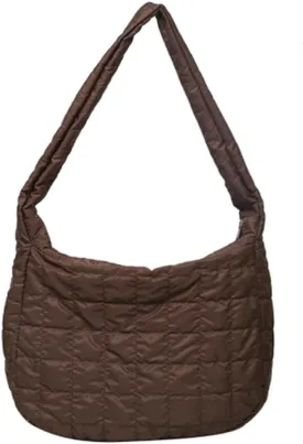 Down Cotton Padded Large Tote Bags Lattice Crossbody Tote Bags for Women Lightweight Quilted Padding Shoulder Bag