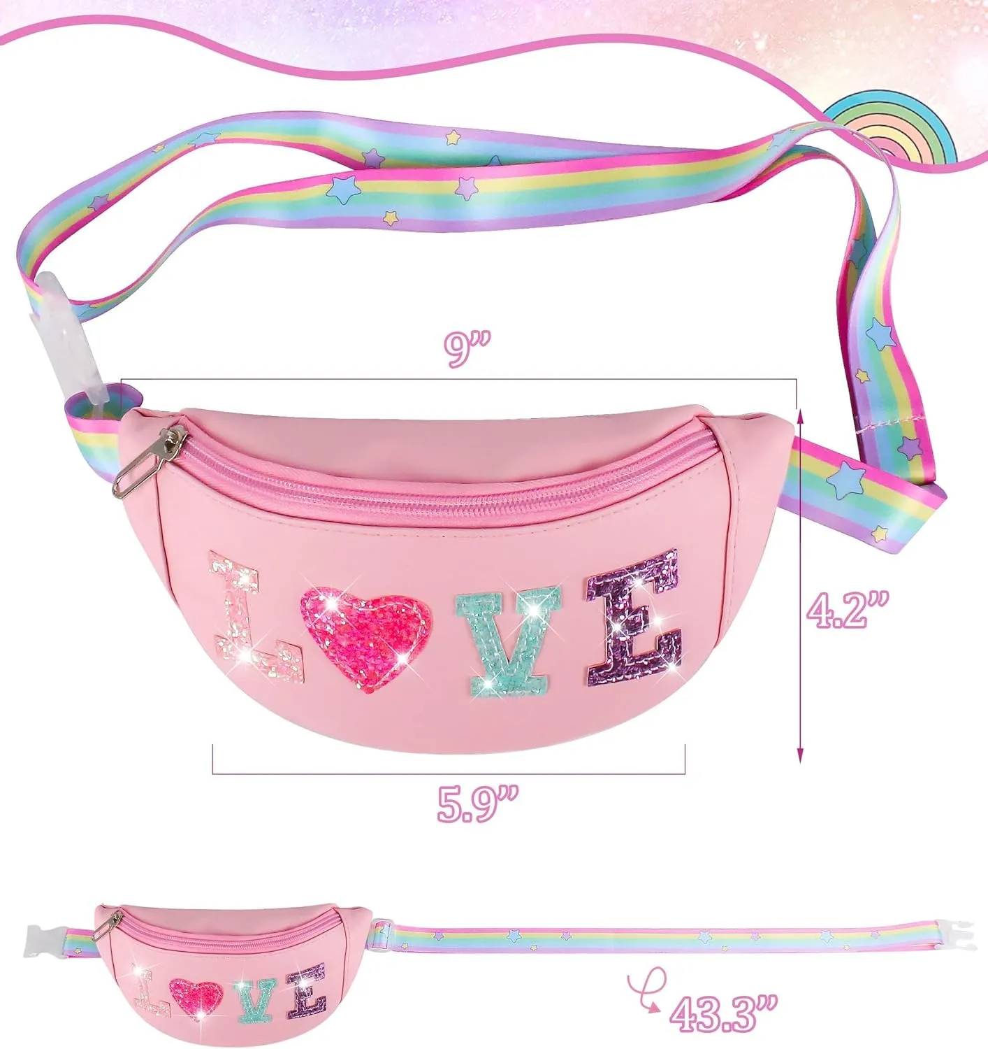 Fanny Pack For Girls Belt Bag Crossbody Bags For Women Birthday Gifts For 4 5 6 7 8 9 10 Year Old Girl Birthday Bags For Kids Teen Girl Stuff Cute Stuff Fanny Pack