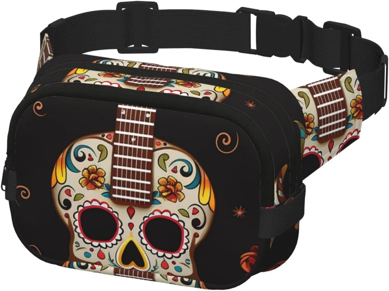 Fanny Pack for Men Women Crossbody Waist Bag Guitar Pepper Sugar Skull Belt Bag with Adjustable Strap Hip Bum Bag