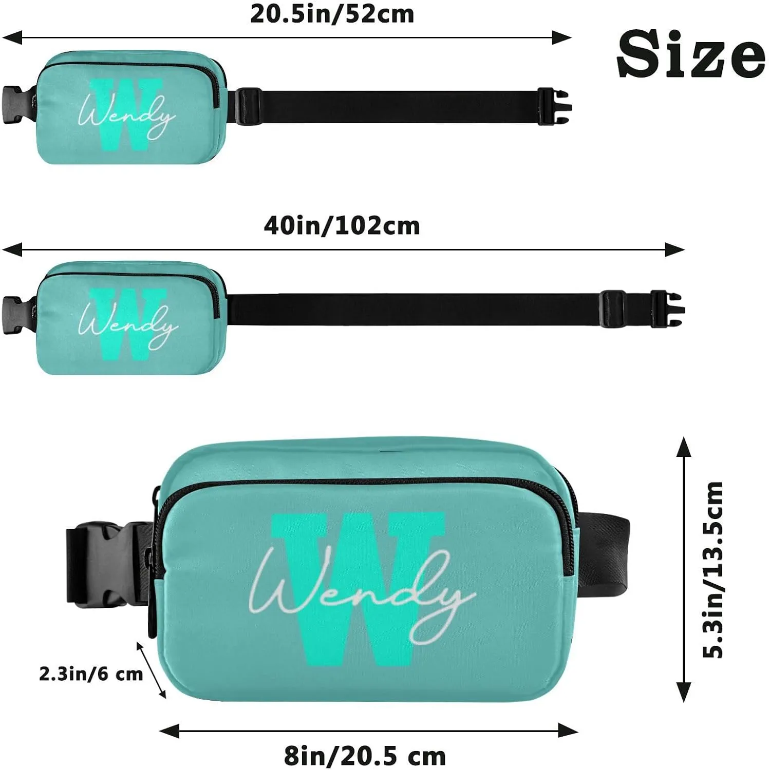 Generic Turquoise Custom Fanny Packs for Women Belt Bag Crossbody Bag Waterproof Fanny Pack Small Sling Bags Fashion Waist Packs Cross Body Bag for Traveling Running Sports Hiking Men