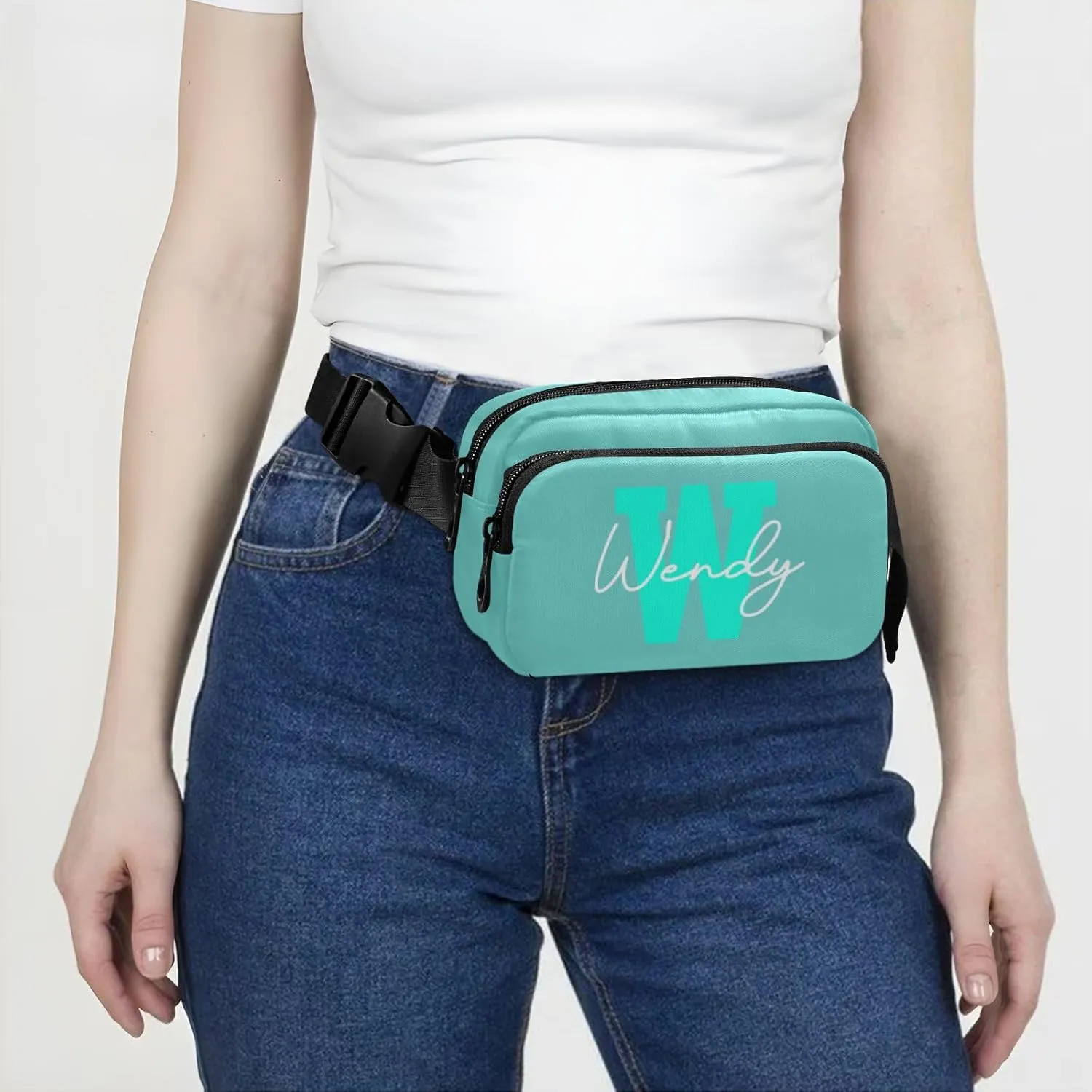 Generic Turquoise Custom Fanny Packs for Women Belt Bag Crossbody Bag Waterproof Fanny Pack Small Sling Bags Fashion Waist Packs Cross Body Bag for Traveling Running Sports Hiking Men