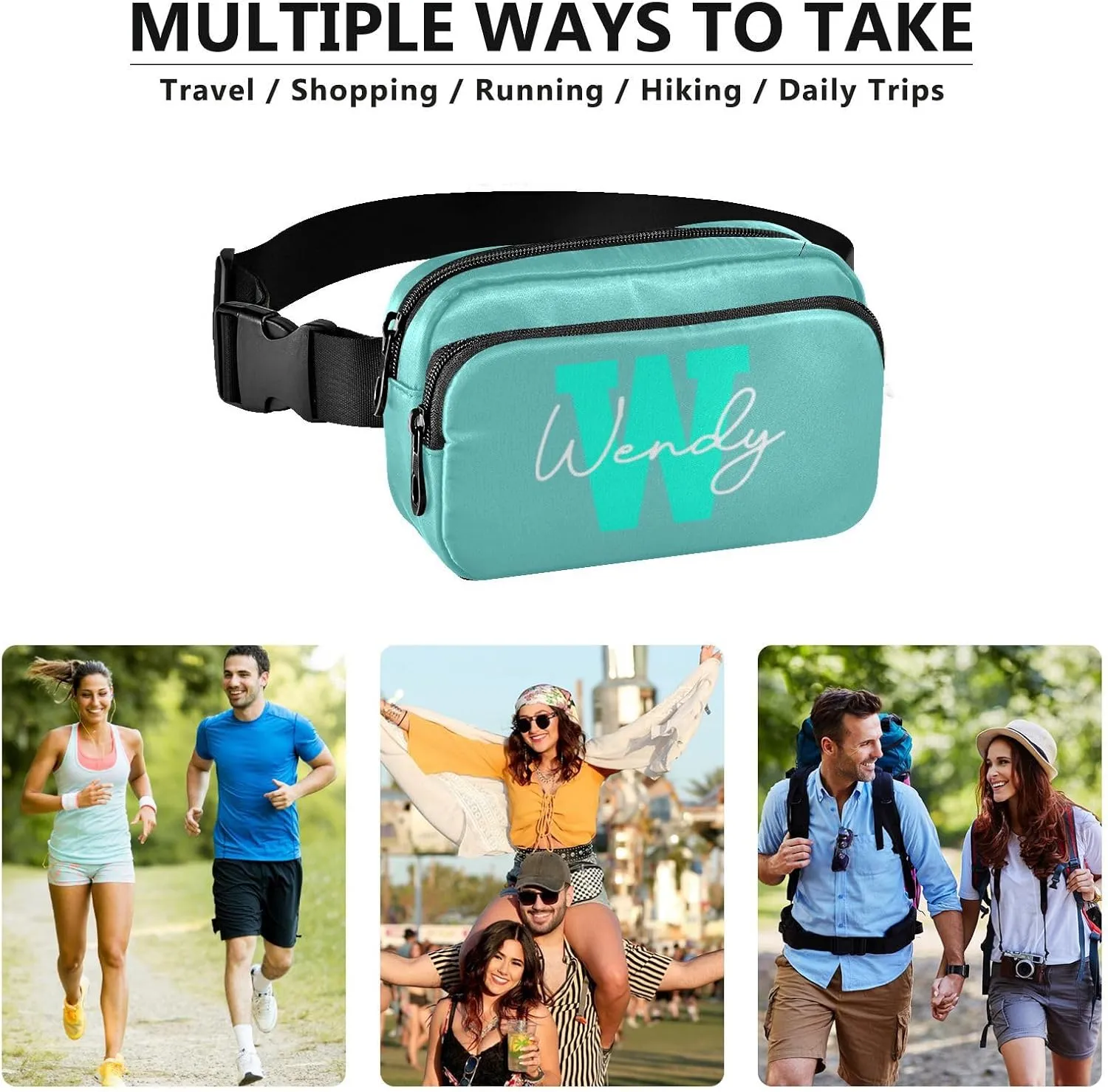 Generic Turquoise Custom Fanny Packs for Women Belt Bag Crossbody Bag Waterproof Fanny Pack Small Sling Bags Fashion Waist Packs Cross Body Bag for Traveling Running Sports Hiking Men