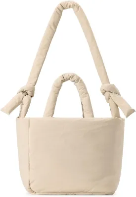 Herald Soft Puffer Tote Bag for Women, Lightweight Puffy Shoulder Purse Satchel Top-Handle Handbag with Adjustable Strap
