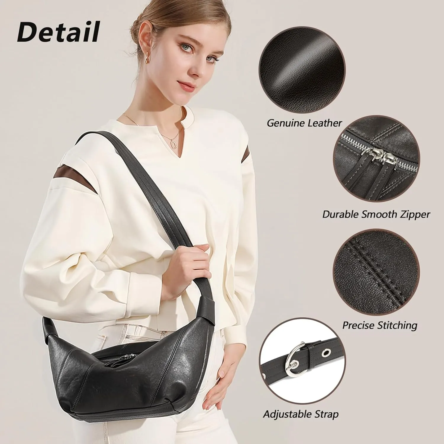 Hobo Bags for Women Soft Crossbody Shoulder Purses Slouchy Genuine Leather