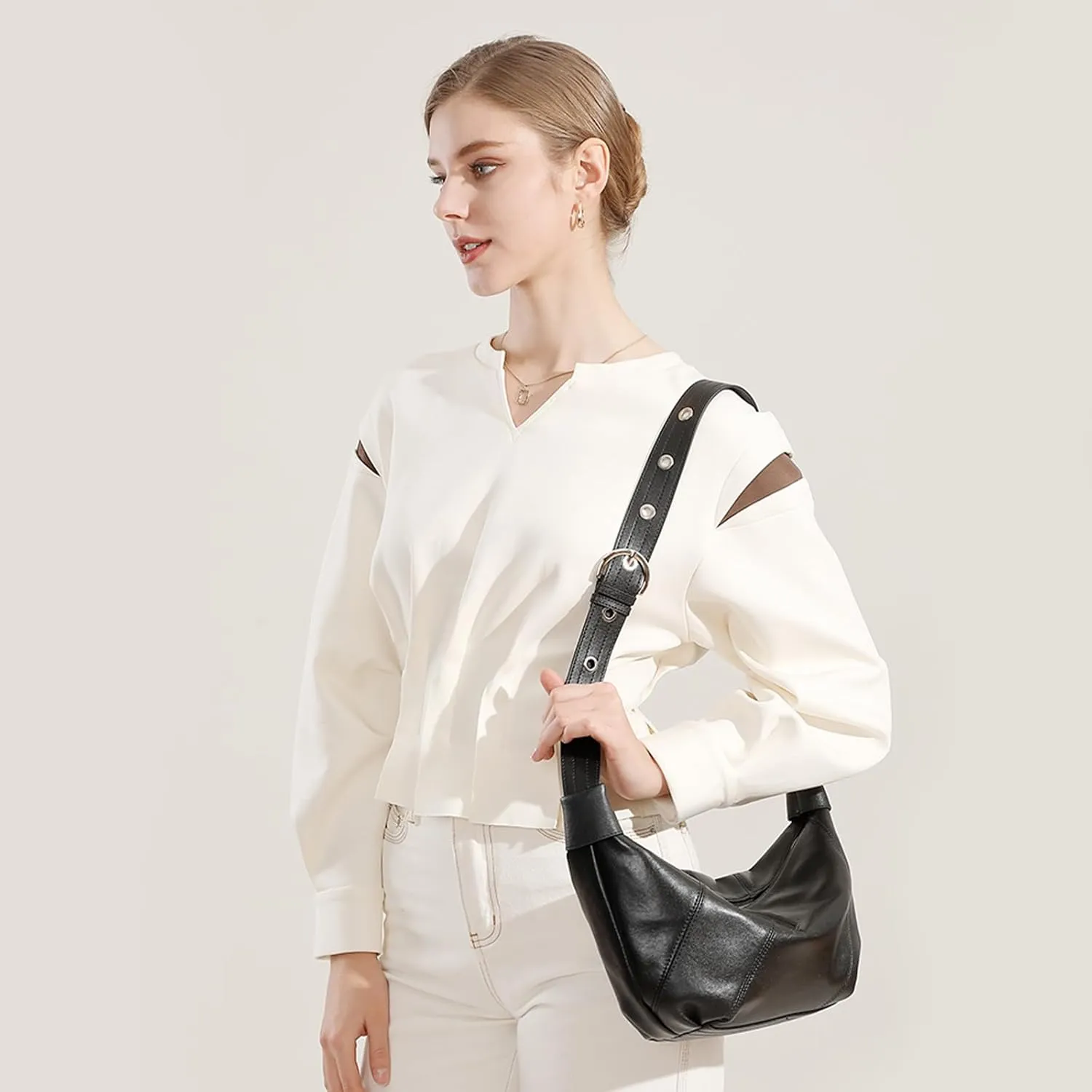 Hobo Bags for Women Soft Crossbody Shoulder Purses Slouchy Genuine Leather