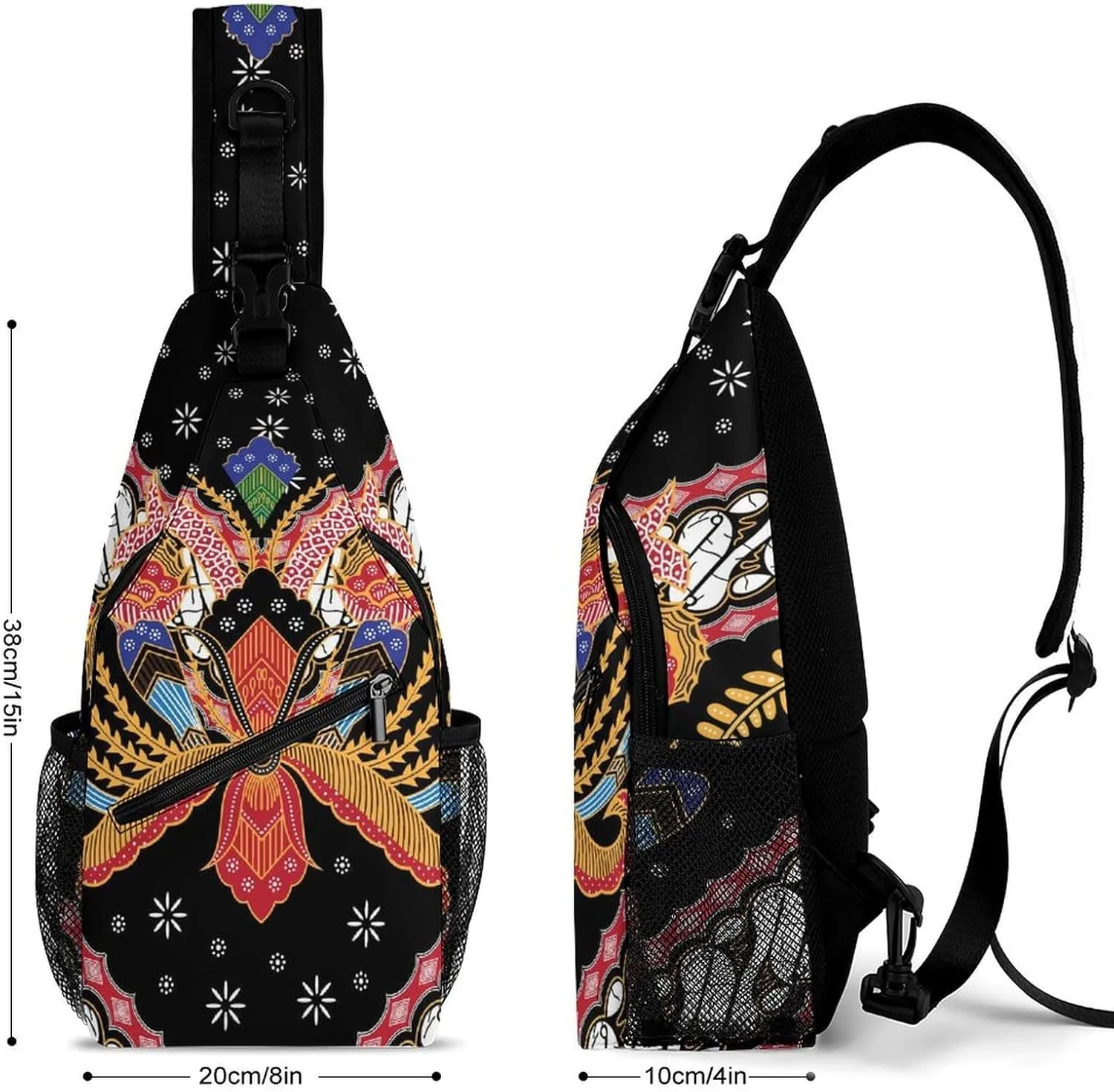 Indonesian Batik Sling Backpack, Crossbody Shoulder Bag, Chest Bags for Outdoor Travel Fitness