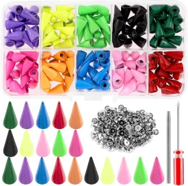 Keadic Cone Leather Spikes Kit with Installation Tools, Metal Screw Back Rivets Bullet Spikes Studs Punk for Clothing Shoes Belts Bag Pet Collars Accessories (7 * 14MM (10 Colors))