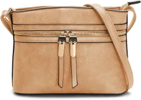 LA TERRE Zipper Pocket Crossbody Bags, Lightweight Medium Crossbody Purses Women's Shoulder Handbags
