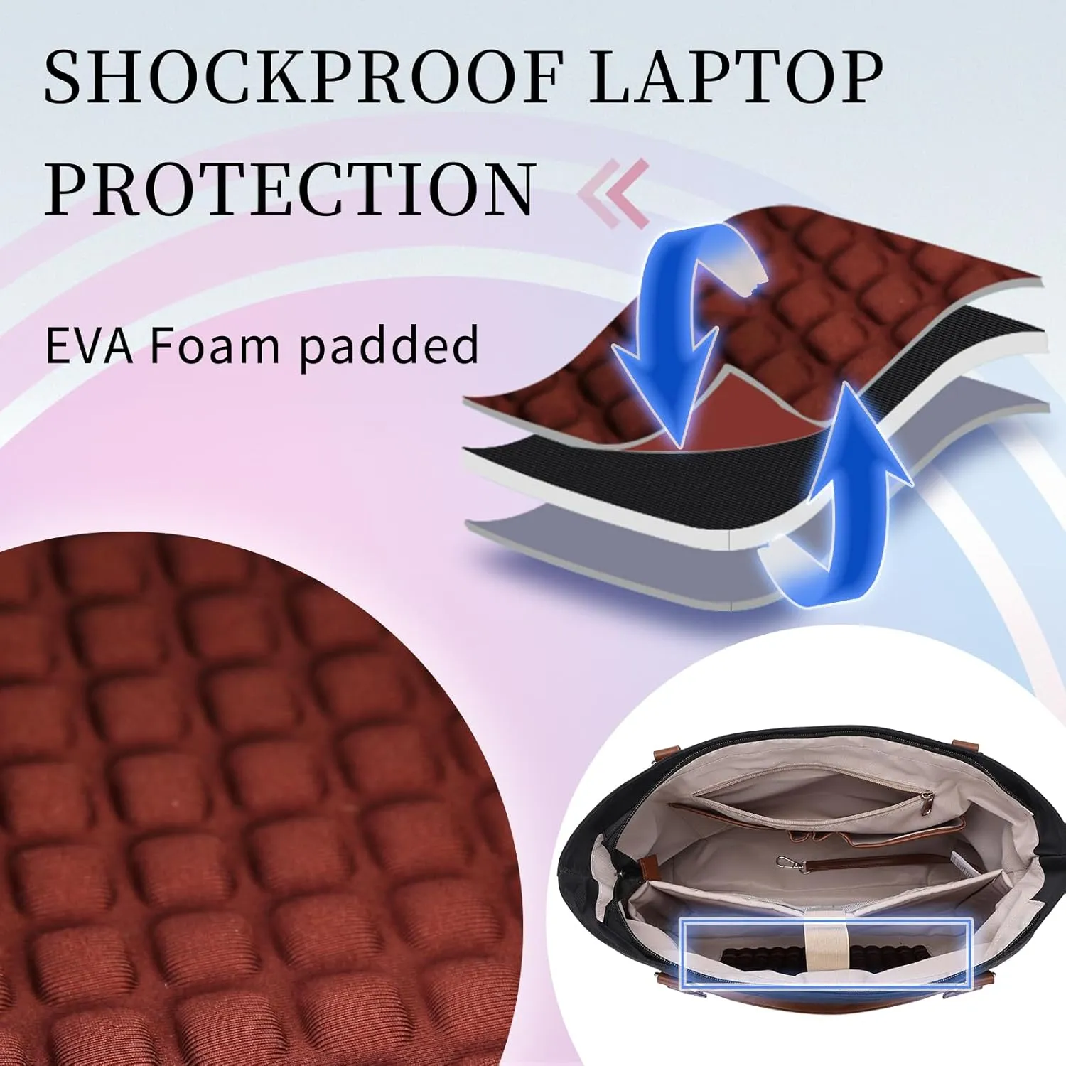 Laptop Tote Bag for Women, 15.6 Inch Computer Shoulder Bag Teacher Work Bag Travel Purse with Small Pouch VONXURY