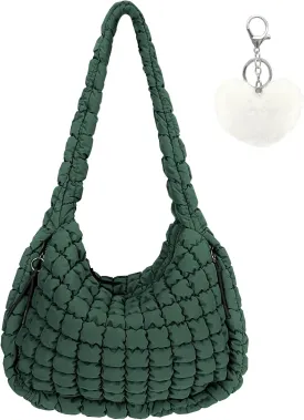 Large Quilted Tote Bag Crossbody Puffer Tote Bags for Women Quilted Hobo Bags Carryall Shoulder Bubble Bag
