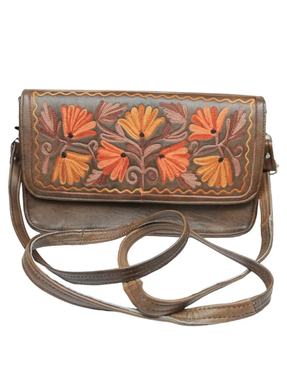 Leather Sling Bag | Aari Hand Clutch | 10"  Big Clutch Leather