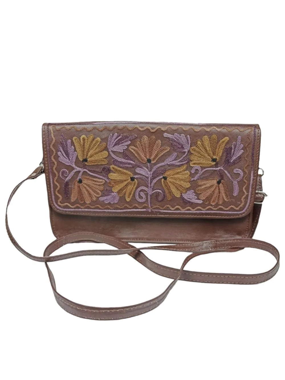 Leather Sling Bag | Aari Hand Clutch | 10"  Big Clutch Leather