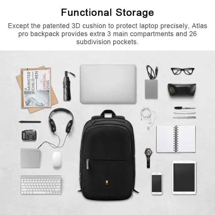LEVEL8 Atlas Pro Laptop Backpack Shoulders Bag(Black)