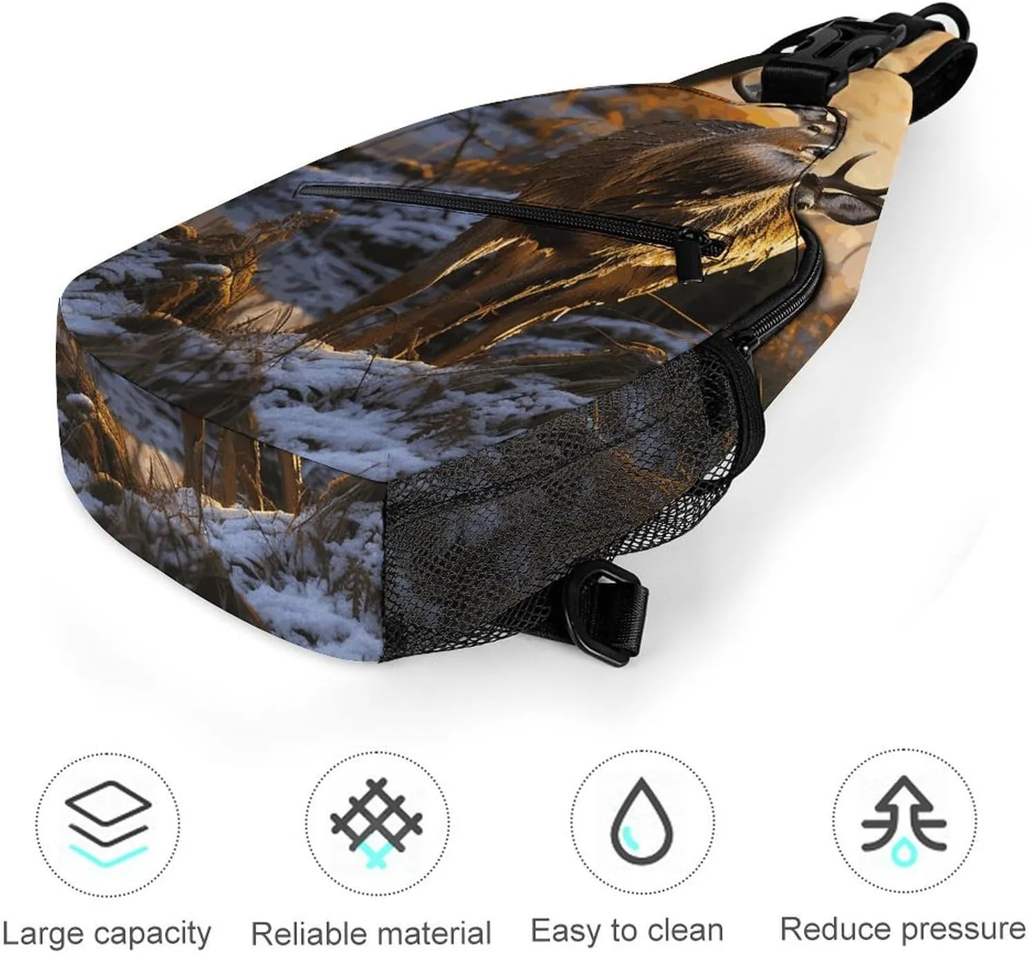 Lightweight Chest Bag Crossbody Bag Deers Picture Sling Backpack for Women Men Sports Travel