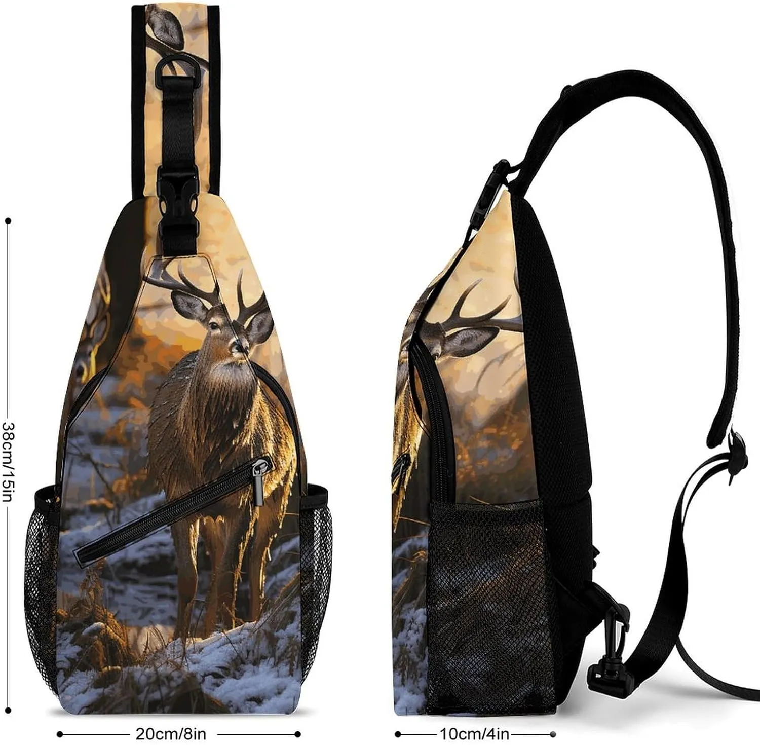 Lightweight Chest Bag Crossbody Bag Deers Picture Sling Backpack for Women Men Sports Travel