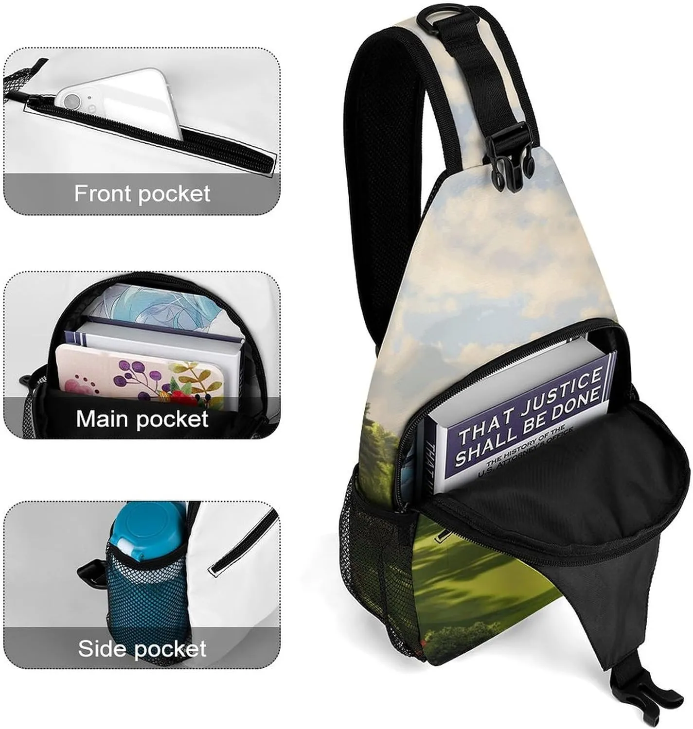 Lightweight Chest Bag Crossbody Bag Golf Court Sling Backpack for Women Men Sports Travel