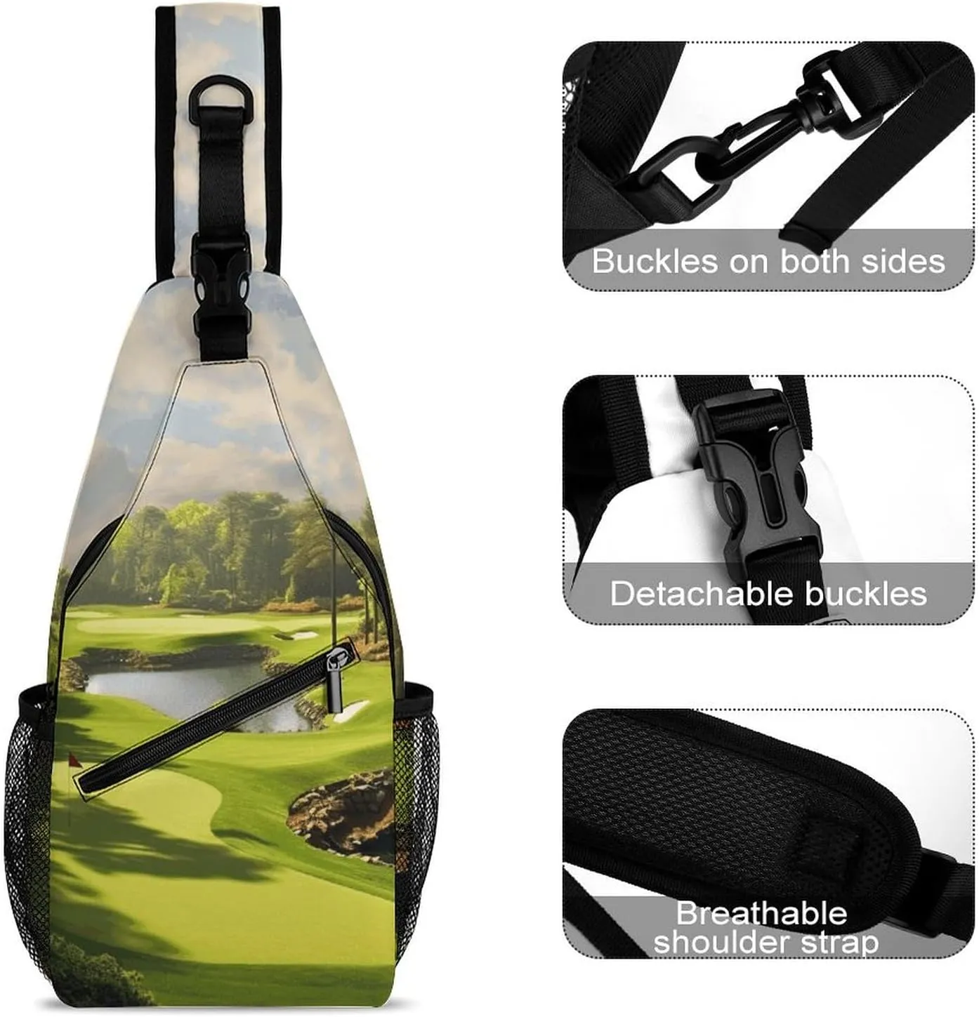 Lightweight Chest Bag Crossbody Bag Golf Court Sling Backpack for Women Men Sports Travel