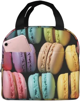 Lunch Bag Insulated Lunch Box for Women Men Reusable Cooler Bag Macaron Biscuit Flavored Pastries Lunch Tote Bag for Work Picnic