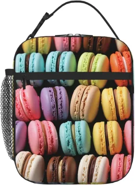 Lunch Bag Insulated Lunch Box for Women Men Reusable Cooler Bag Macaron Biscuit Flavored Pastries Lunch Tote Bag for Work Picnic