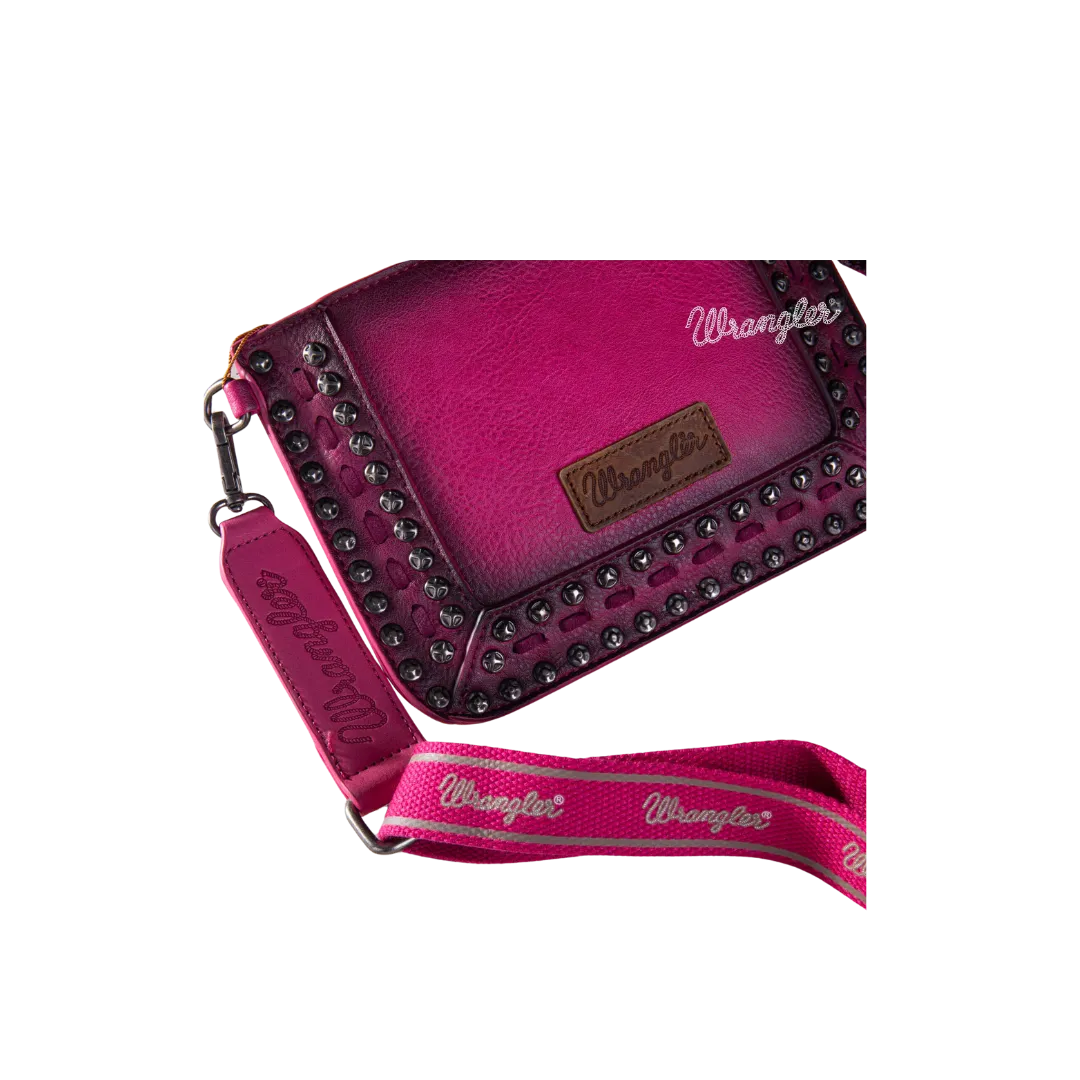 Montana West Women's Wrangler Rivets Studded Wristlet Coral Crossbody