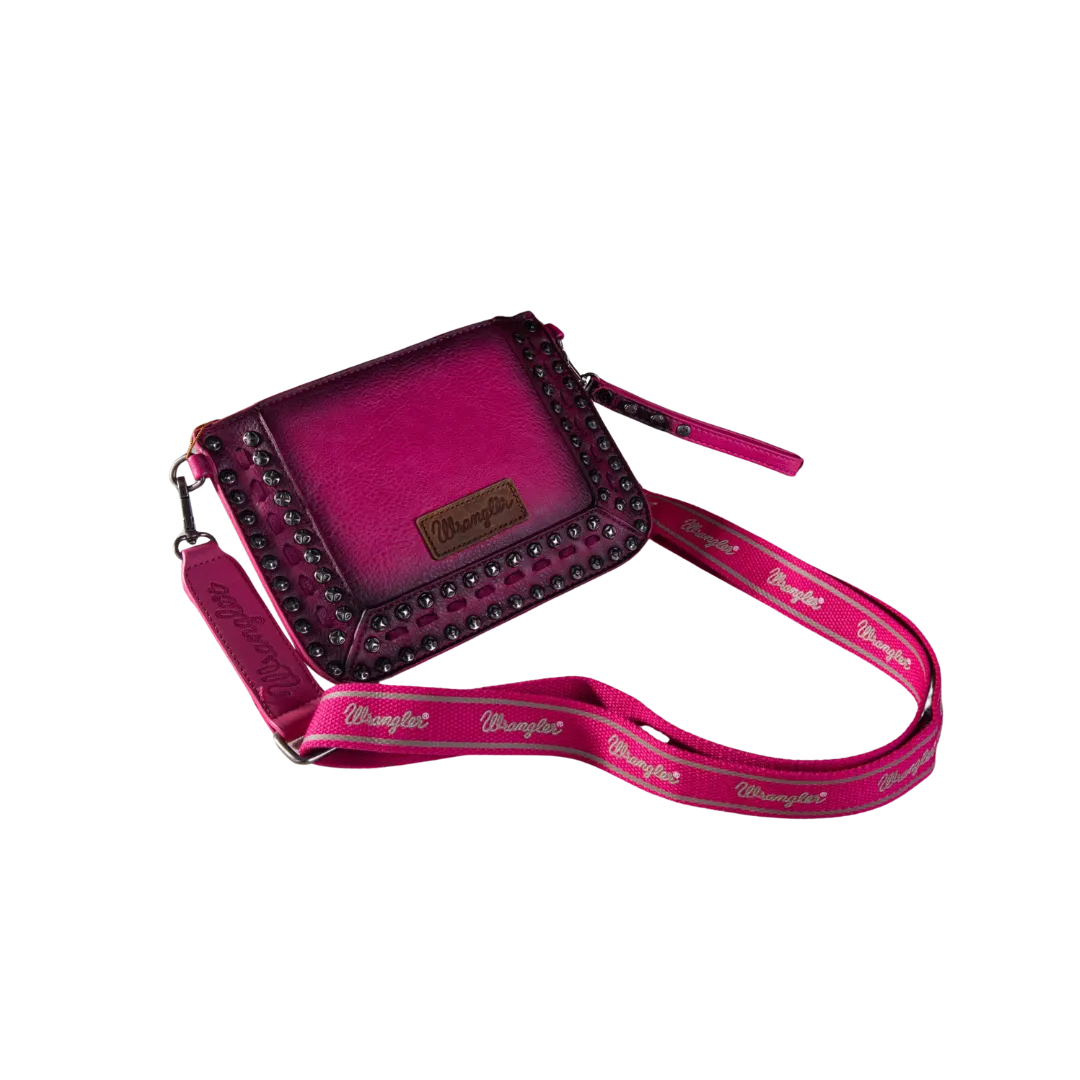 Montana West Women's Wrangler Rivets Studded Wristlet Coral Crossbody