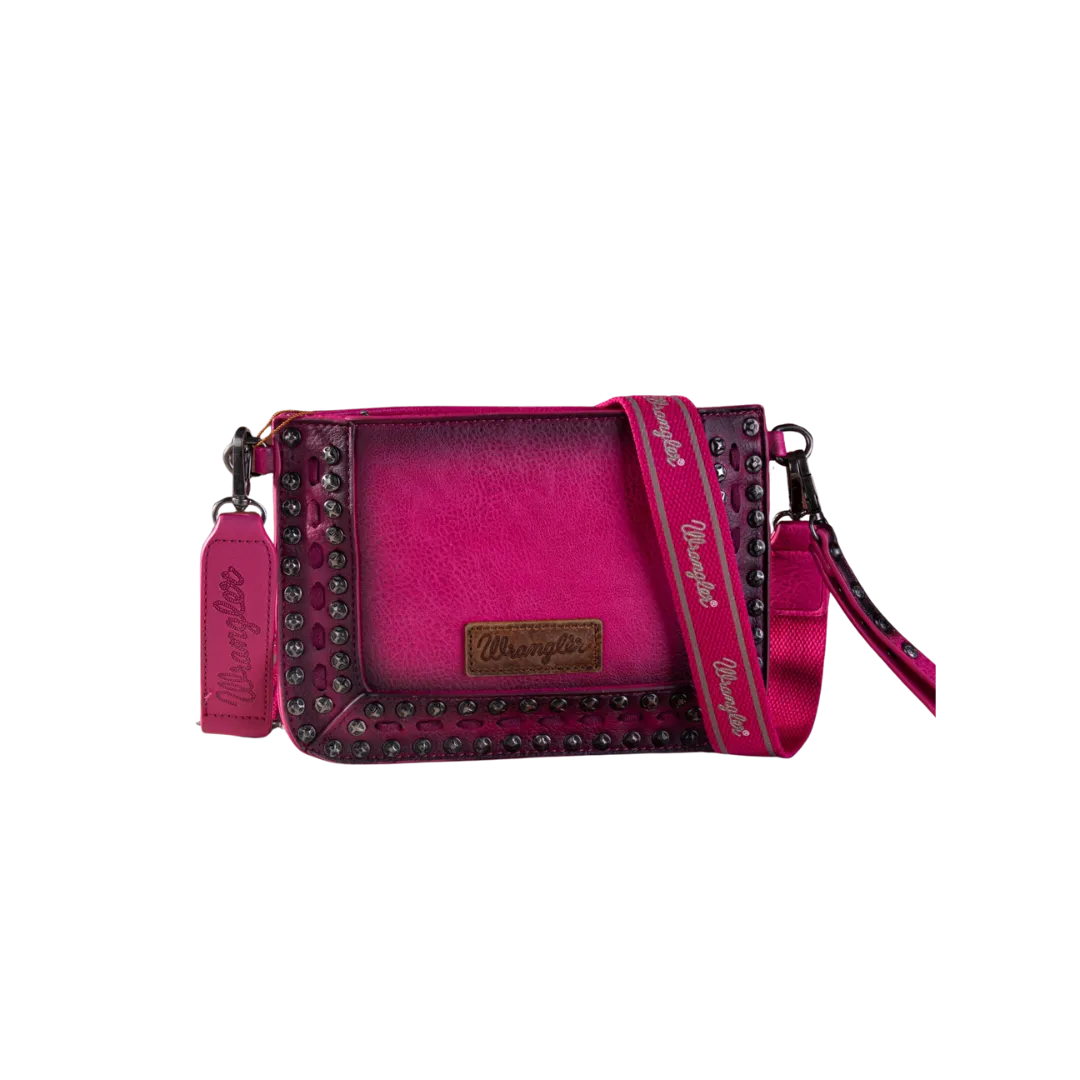 Montana West Women's Wrangler Rivets Studded Wristlet Coral Crossbody