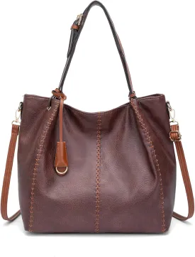 myfriday Casual Leather Tote Hobo Bag for Women, Soft Shoulder Bag Crossbody Satchel Purse and Handbag