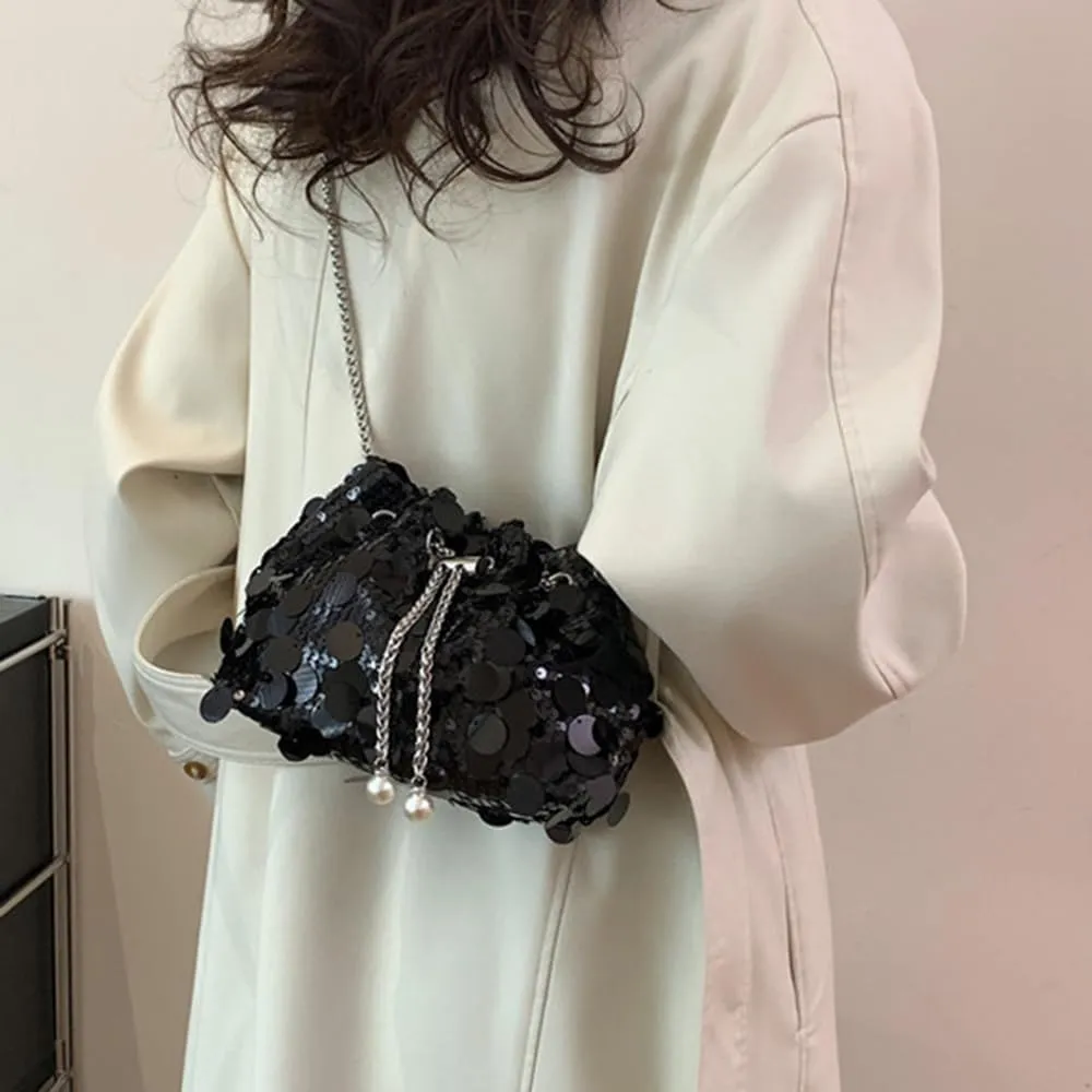 Octwine Shinny Evening Sequin Bag Bucket Purse Handbag Shoulder Bags Crossbody Bag Party Prom Crossbody Bag for Women