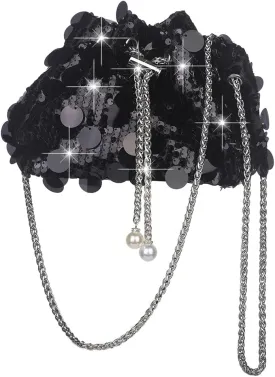 Octwine Shinny Evening Sequin Bag Bucket Purse Handbag Shoulder Bags Crossbody Bag Party Prom Crossbody Bag for Women