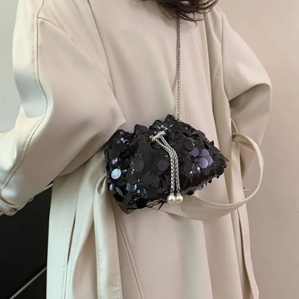 Octwine Shinny Evening Sequin Bag Bucket Purse Handbag Shoulder Bags Crossbody Bag Party Prom Crossbody Bag for Women