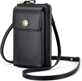 Peacocktion RFID Crossbody Wallet Purse for Women Small Travel Cell Phone Purses Trendy Vegan Leather Bags with Card Slots