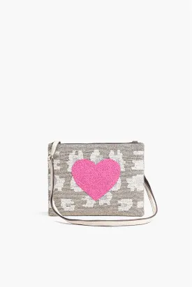 Pink Heart Top Zip Clutch