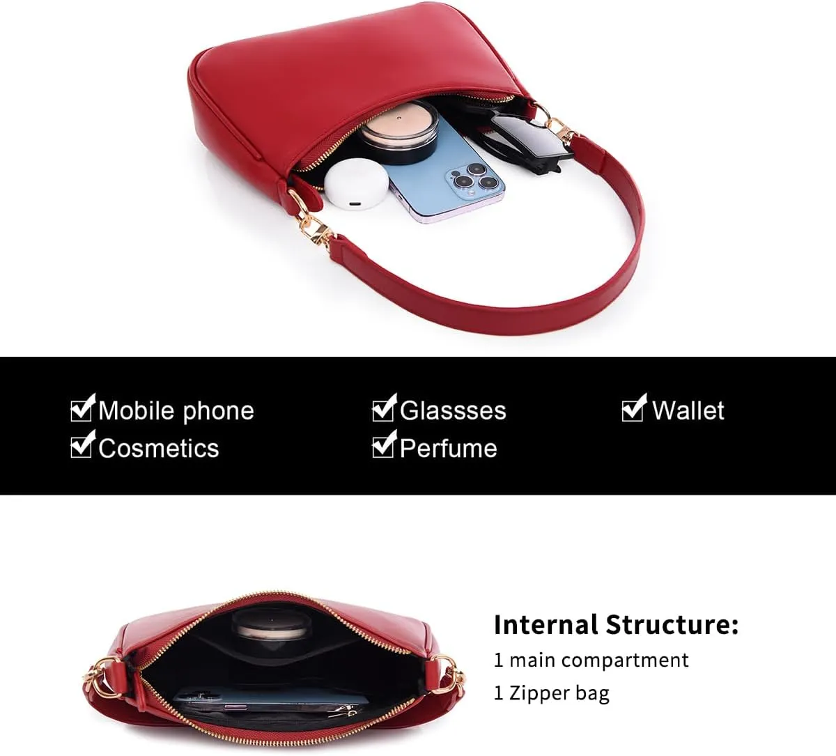 Shoulder Bag for women Crossbody Bags Retro Classic Small Hobo Purse Clutch Tote Handbags with Zipper Closure
