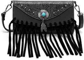 Small Crossbody Bags for Women Crossbody Handbag Fringe Purse Tassel Shoulder Bag Turquoise Concho Wallet